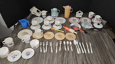 Large Lot Vintage Kids Play Dishes Chilton And More 50+ Piece Lot • $6.75