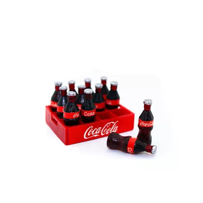 Mini 12 Coca-Cola Coke Plastic Bottles With Case Miniatures Dollhouse Decorate • $4.99