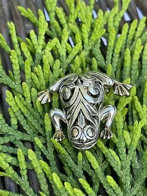 Vintage Frog Pendant Brooch Two Tone Marked MJ • $12