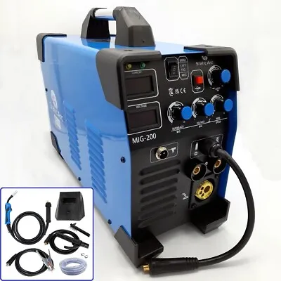 MIG 200A INVERTER DC WELDER 3in1 MMA TIG GAS GASLESS ARC MAG WELDING MACHINE KIT • £259.99