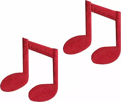 Patch 2 Pack - Music Notes Red Eighth 1/8 Beamed Quaver Sheet 1.5  Iron On 22223 • $4.25