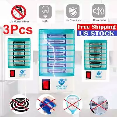 3 Pcs LED Electric Mosquito Fly Bug Insect Trap Zapper Killer Night Lamp Light • $10.11