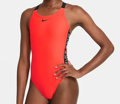 WOMENS NIKE SWIM FASTBACK 1-PIECE SWIMSUIT Swim Wear Orange Size 32/6 • $50