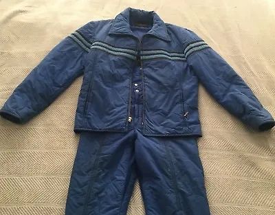 HEAD Ski Suit Jacket Overall Set Cobalt Blue 32 Reg S/M Vintage Snowsuit • $98.51