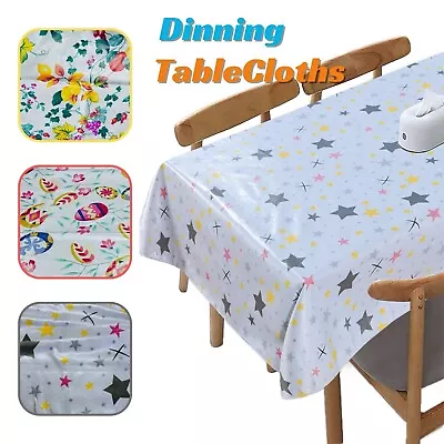 Wipeable Table Cloths Wipe Clean Rectangular Fabric And PVC Table Protector • £7.50