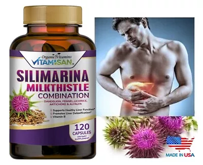 $13 • Buy Organic Vitamin Milk Thistle Silimarina 120 Capsules Made In USA Extra Strength