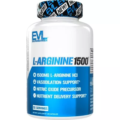 EVL 1500mg L-Arginine HCL 100ct: Nitric Oxide Booster Energy Muscle Growth • $11.99