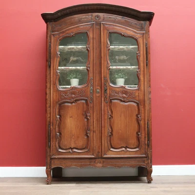 $3200 • Buy Antique French Cherrywood 2 Door 19th Century Glass Door Bookcase China Cabinet