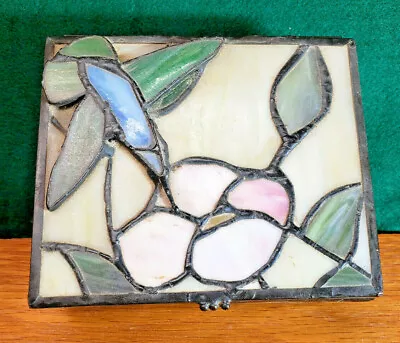 Hummingbird Trinket Box Stained Glass Vintage Pretty Jewelery Container • $7.76