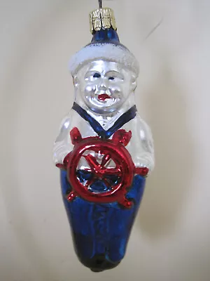 Vintage Mercury Glass Christmas Ornament SAILOR BOAT WHEEL Czechoslovakia 4.5  • $19.50