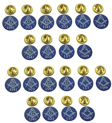 MASONIC LAPEL  BADGES / TIE PINS GIFT PERSONALISED WITH ANY LODGE No YOU WISH  • £9.99