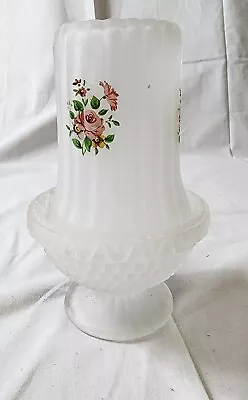 Vintage Frosted Satin Glass Fairy Lamp Candle Floral Ribbed Hobnail 6” • $15