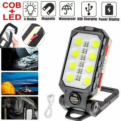 Magnetic COB LED Work Light USB Rechargeable Camping Lamp Torch Flashlight +Hook • $15.67