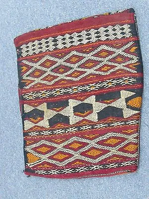 Vintage Moroccan Kilim Rug Weaving Handmade Wool Salt Bag Star Of David • $100