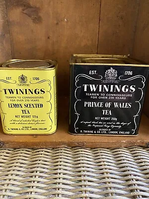 Twinings Tea Tins Lemon Scented/Prince Of Wales Yellow And Black 1970s • $18