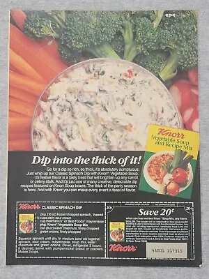 1986 Magazine Advertisement Page Knorr Spinach Dip Recipe Coupon Food Print Ad • $7.99