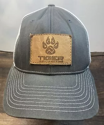 Tiger Contracting Leather Patch Snapback Hat Cap Dad Adjustable Richardson Mesh • $12.99