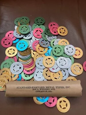 1 Roll Harvard Standard Metal Typer BLANK Good Luck Tokens 100 MULTI COLORED NOS • $100