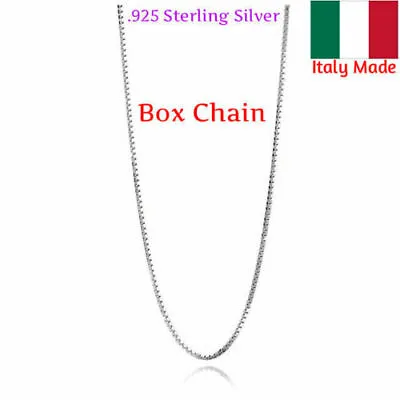 Solid Sterling Silver BOX Chain Necklace 0.5mm Stamped 925 Made In Italy  • $8.99