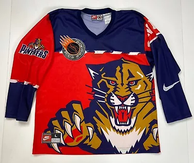 VINTAGE Nike NHL Street Florida Panthers Jersey Men Large Red Blue Rare USA 90s • $99.95