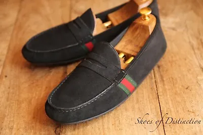 $206.14 • Buy Gucci Navy Blue Suede Red Green Stripe Shoes Loafers Men's UK 9 G EU 43 US 10