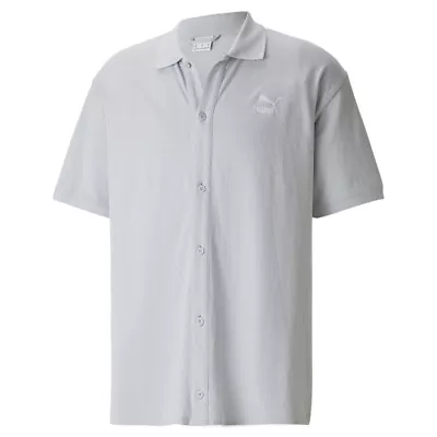 Puma Classics Short Sleeve Polo Shirt Mens Grey Casual 53806680 • $17.99