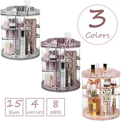 Sorbus 360° Rotating Makeup Organizer 4 Adjustable Shelves 15 Slots Carousel Top • $23.95