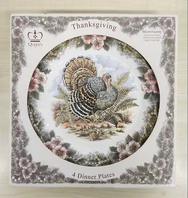 NEW 4 Queen's Myott Factory Archive Thanksgiving Turkey Dinner Plates 10” • $49.99