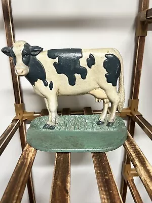 Vintage FARM COW Cast Iron Door Stop Rustic Primitive Decor 7” T- HEAVY • $43