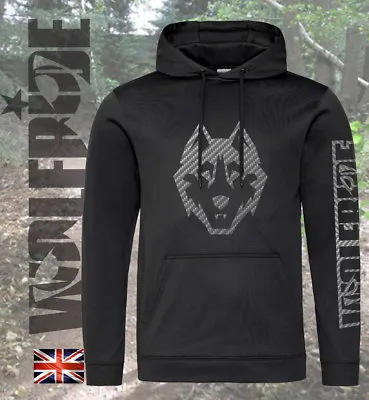 Carbon Fibre Mountain Bike Performance Hoodie MTB Hooded Top Wicking Technical • £19.95