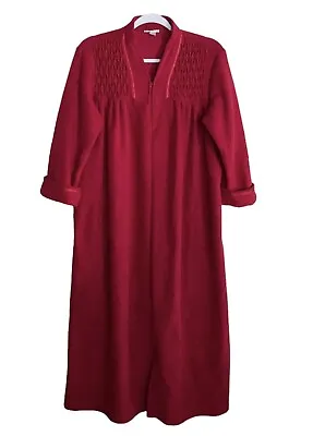 Miss Elaine Robe Full Zip French Terry Knit Robe Size S Cranberry • $23.29