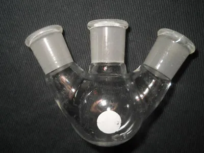 $7.99 • Buy Ace Glass 14/20 Joint 25mL Angled 3-Neck Round Bottom Flask, Damaged