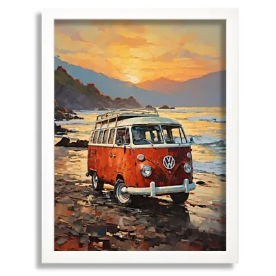 WV Camper Wall Art Print Sunset Sea Picture Camper Print Campervan Life Artwork • £14.99