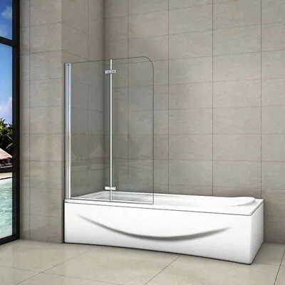 £96 • Buy Bath Shower Screen 180° Pivot 2 Fold Hinge Door Panel Tempered Clear Glass 1400H