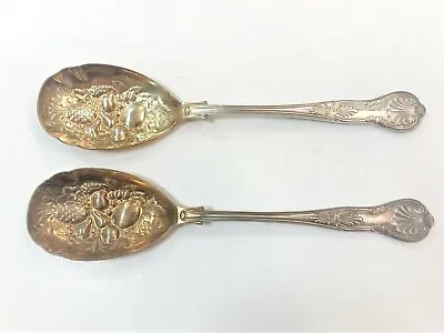 (2)  Sheffield England EPNS A1 Berry Pattern Silverplate Serving Spoons  8 1/2  • $15.99