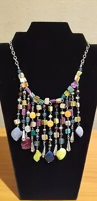 **Gorgeous Very Colorful Mother Of Pearl Dangle Necklace** • $9.99