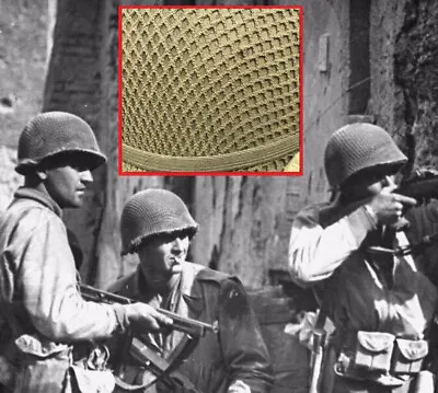 ORIGINAL WWII Woven Square Pattern M1 Helmet Net From US GI OD Camo Shrimp Net • $26.95