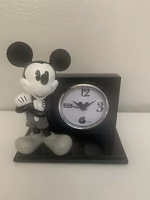 Mickey Mouse Table Clock With Alarm Black And White Classic Figure Ring Disney  • $29.99