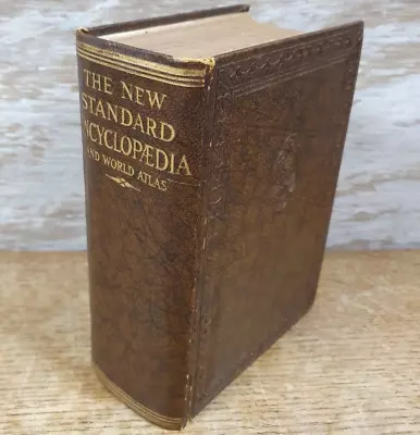 The New Standard Encyclopaedia And World Atlas Vintage 1932 Leather HB GC • £22.99