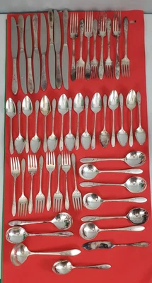 $139 • Buy Vintage 51 Piece Community Plate Oneida Flatware Silverware Lady Hamilton & Box
