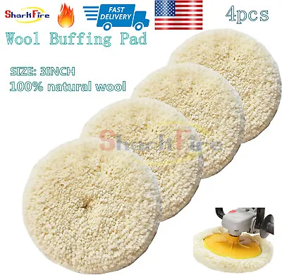 Wool Buffing Pad 4 Pack 3inch Car Polishing Pad With Hook And Loop For Cleaning • $19.20