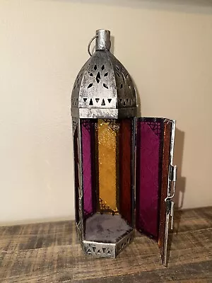  Candle Lantern Decorative 13'' Moroccan Style Vintage Hanging Colorful 1 • $24