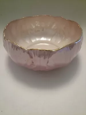 Maling China Pink Lustre Cabbage Leaf Large Bowl Gilded Edge • £17