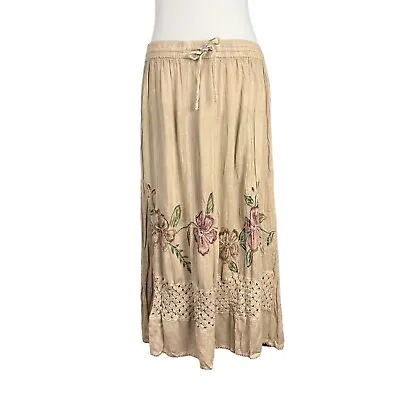 Vintage 90s Maxi Skirt Floral Fairy Grunge Y2K Womens Large Cottagecore Long • $20