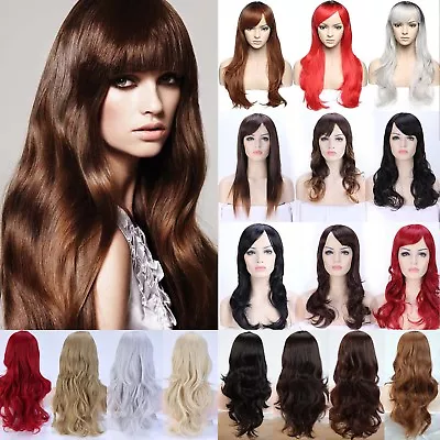 Us Stock Long Hair Cosplay Wig Full Head Wigs With Bangs For Women Girls Dress • $15.58