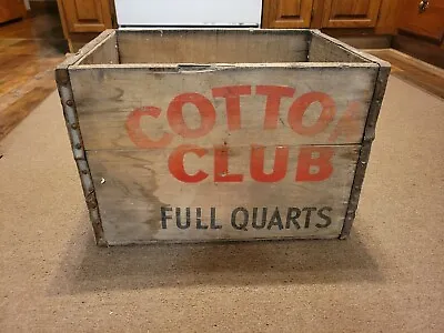 Vintage Cotton Club Wood Crate With Metal Bands Cleveland Ashtabula Akron Ohio • $28