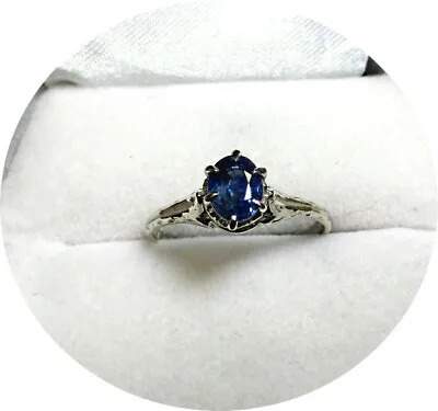 Lovely! - Blue SAPPHIRE Engagement Ring - Vintage 14k W. Gold Filigree Mtg. • $295