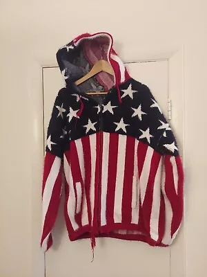 Tejidos Ruminahui USA American Flag Alpaca Wool Full Zip Hoodie Sz L SEE DESCRIP • $25.75