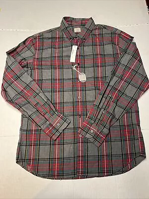 J Crew Heathered Cotton Plaid Button Down Shirt Men’s Large 16.5 Long Sleeve NWT • $21.99