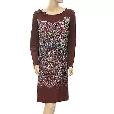 Taillissime La Redoute Paisley Printed Dress Tie Brown Shift XL-16 NWD 206750 • $9.91